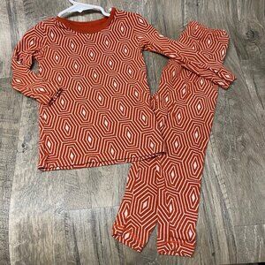 Kickee Pants size 4Y rust orange‎ 2 pc pj sleepwear set unisex boys bamboo